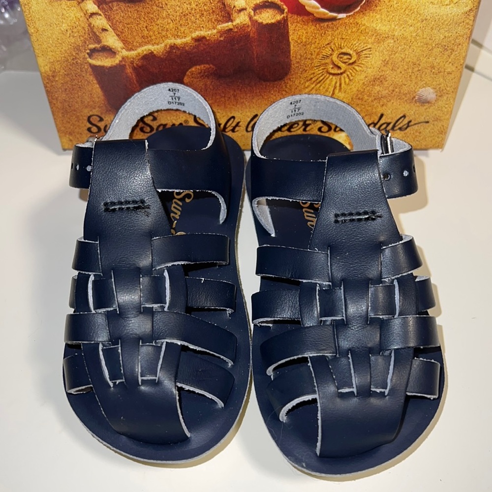 AUTH NIB Salt Water Sandal by Hoy Shoes Sun-San - Sailors NAVY
